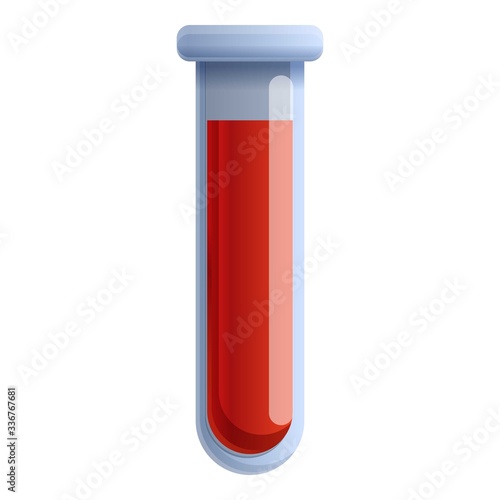 Blood test tube icon. Cartoon of blood test tube vector icon for web design isolated on white background