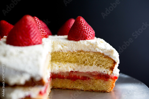 Close up of strawberry shortcake