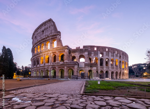 View of Coliseum at sunrise. Roma  Italy 