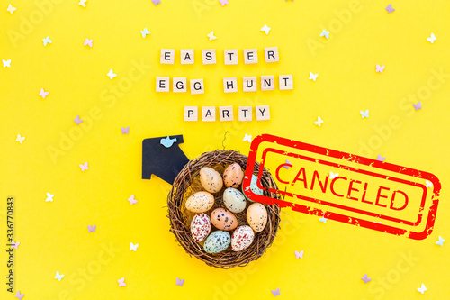 Fototapeta Naklejka Na Ścianę i Meble -  Easter holiday canceled on quarantine concept