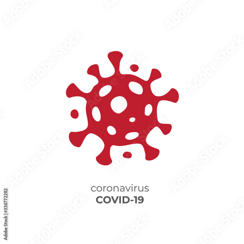 Virus covid-19 vector icon on white background, coronavirus logo concept. Influenza pandemic. Pneumonia disease. Corona virus quarantine. Epidemic risk alert, vector illustration