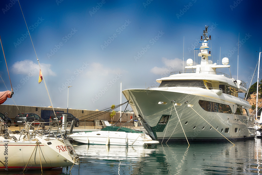 Naklejka premium Spain, Valencia, Alicante, Altea, Altea Hills - July 21, 2017: Yacht club