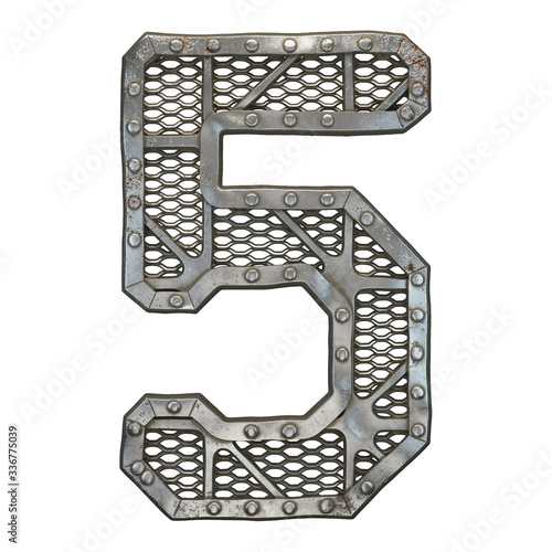 Konstfotografi Mechanical alphabet made from rivet metal with gears on white background