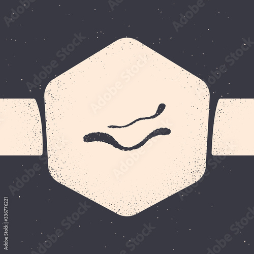 Grunge Ebola virus disease icon isolated on grey background. Monochrome vintage drawing. Vector Illustration