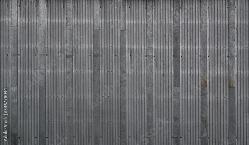 Fotografía Gray metal decking. Sheets of gray corrugated iron