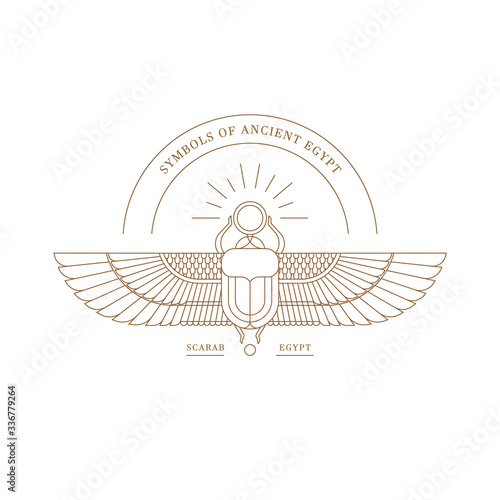 Vector illustration of the Egyptian scarab beetle, personifying the god Khepri. 