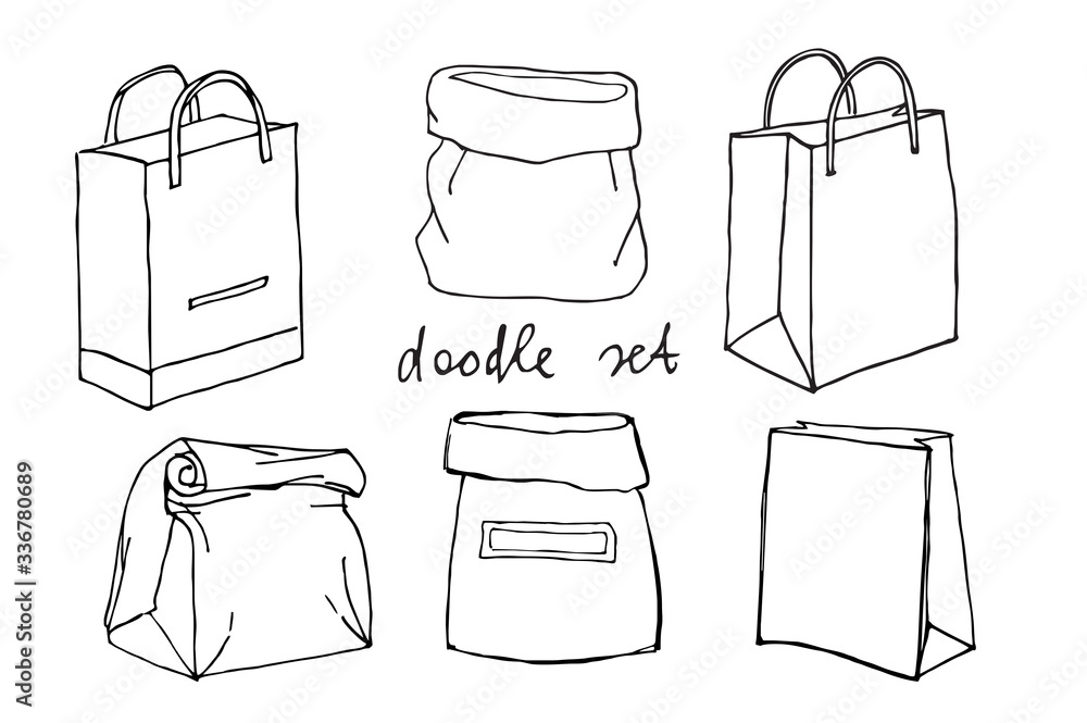 Hand drawn doodle sketch illustration seamless pattern of bags - case,  handbag, Lady's bag, Clutch, sports bag isolated on white. Coloring book  Stock Illustration | Adobe Stock