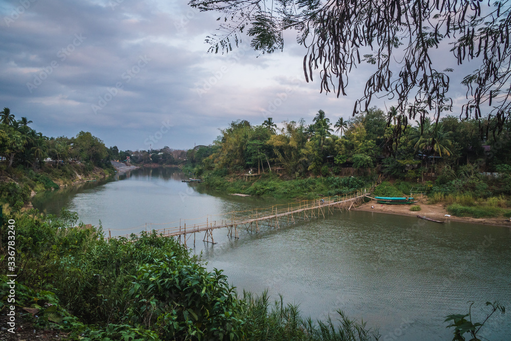 Beautiful panoramic view over the river seen from Luang Prabang in Laos