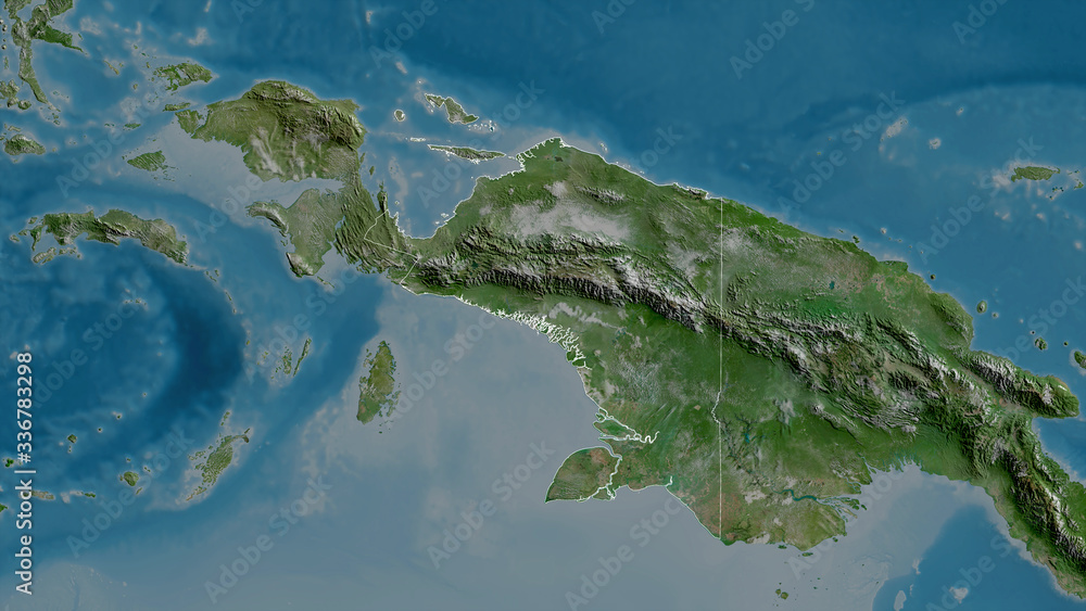 Papua, Indonesia - outlined. Satellite