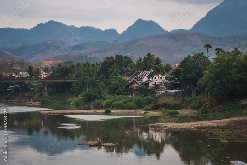 Beautiful panoramic view over the river seen from Luang Prabang in Laos © icephotography