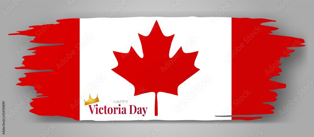 Victoria Day Canada Holiday banner or website header background. National white and red flag with maple leaf. Vector illustration with lettering. Victoria Day Canada Holiday banner or website header background. National white and red flag with maple leaf. Vector illustration with lettering.