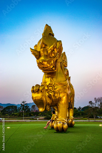 A beautiful view of Singha statue at Chiang Rai, Thailand. photo