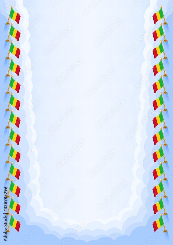 Vertical frame and border with Mali flag Vertical frame and border with Mali flag