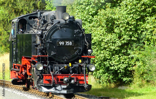 Steam locomotive 99 758 of the narrow-gauge railway in Jonsdorf