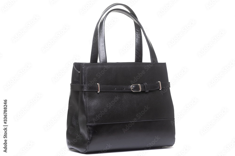 women black leather bag isolated on white background women black leather bag isolated on white background