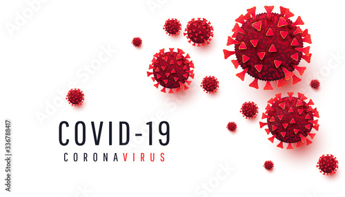 Coronavirus, covid 19 concept. Horizontal design template viral background with cell diseases isolated on white background.