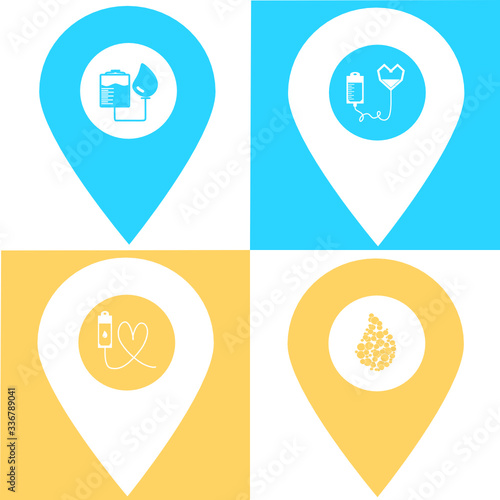 Set of infusion location map pin icon. Element of map point for mobile concept and web apps. Icon for website design and development, app development. Premium hospital, clinic, pharmacy icon sign
