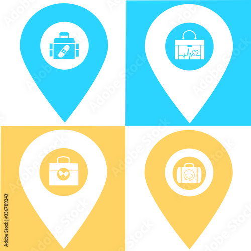 Set of aid kit location map pin icon. Element of map point for mobile concept and web apps. Icon for website design and development, app development. Premium hospital, clinic, pharmacy store icon sign