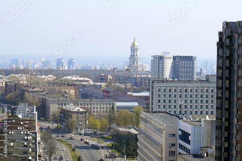 Europe, Kiev, Ukraine - April 2020: Smog enveloped the city. Due to forest fires in the Chernobyl zone. © ShapikMedia