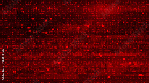 Slika na platnu Abstract Red Background with Binary Code. Malware, or Hack Attack