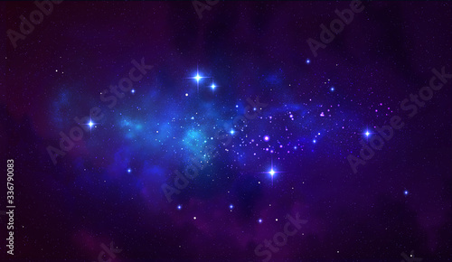 Vector cosmic illustration. Colorful space background with stars