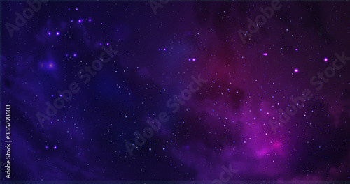 Vector cosmic illustration. Colorful space background with stars