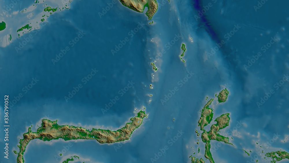 Sulawesi Utara, Indonesia - outlined. Physical