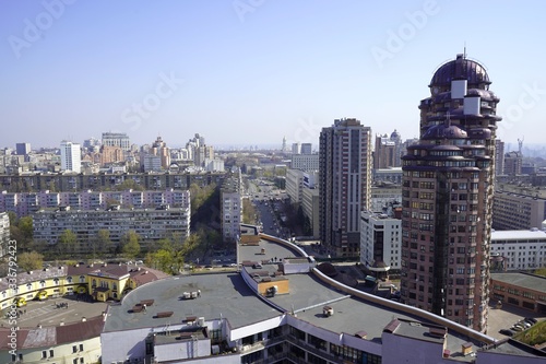 Europe  Kiev  Ukraine - April 2020  Smog enveloped the city. Due to forest fires in the Chernobyl zone.