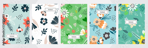 Modern abstract floral art vector notebook background. Hand draw