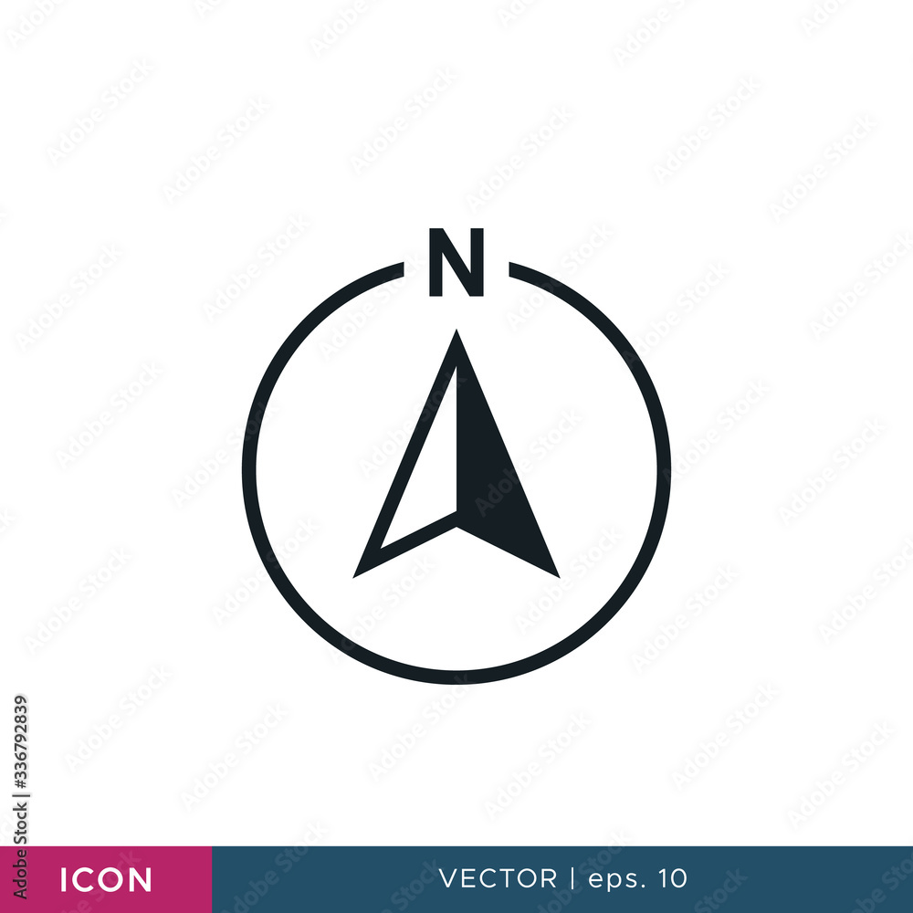 North direction arrow compass icon vector design template North direction arrow compass icon vector design template