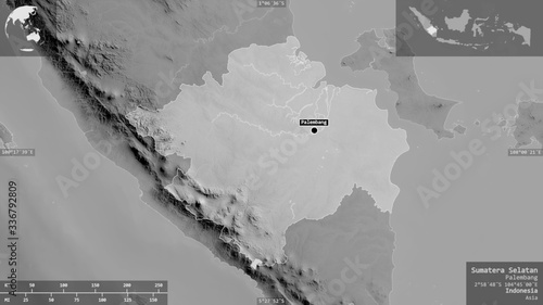 Sumatera Selatan, Indonesia - composition. Grayscale photo