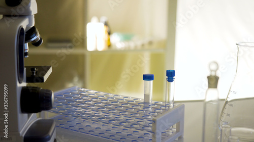 View of the laboratory equipments on the table lab