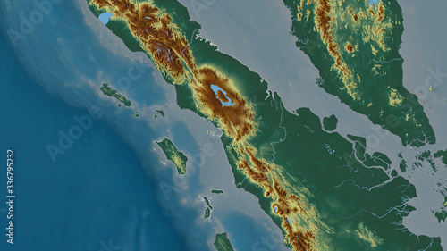 Sumatera Utara, Indonesia - outlined. Relief