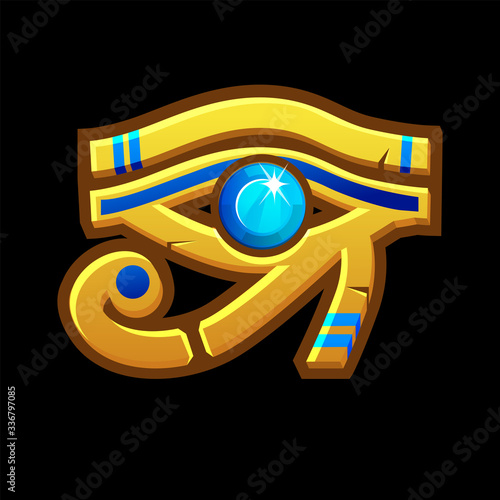 The symbol or amulet of the ancient Egyptian eye of Horus.