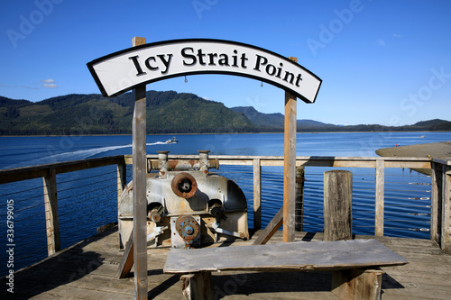 Strait Point, Alaska / USA - August 13, 2019: Strait Point sign, Strait Point, Alaska, USA