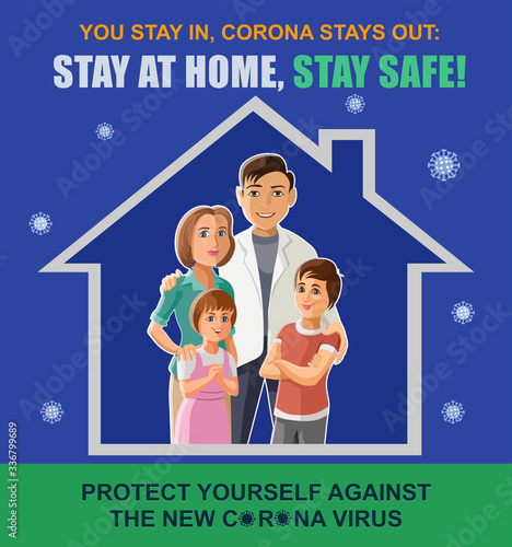 Stay at home, stay safe vector illustrations, Precaution of new Coronavirus, Prevention is better than cure,  awareness ampaign  vector illustrations photo