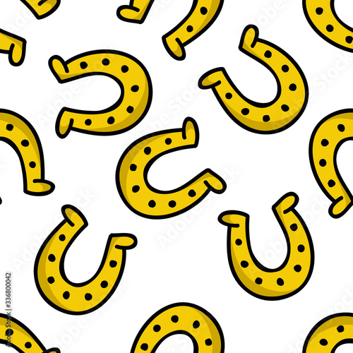 horseshoe seamless doodle pattern, vector illustration