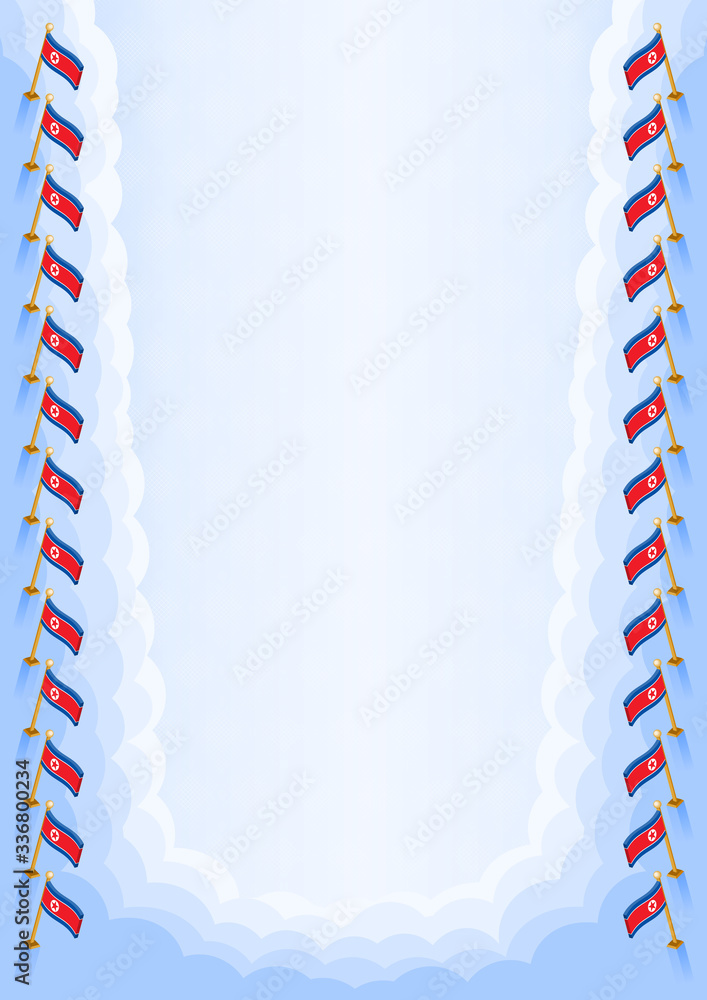 Fototapeta premium Vertical frame and border with North Korea flag