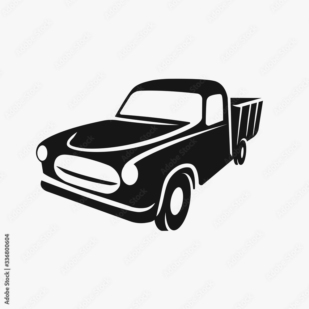 Old retro farmer pickup truck vector illustration icon.