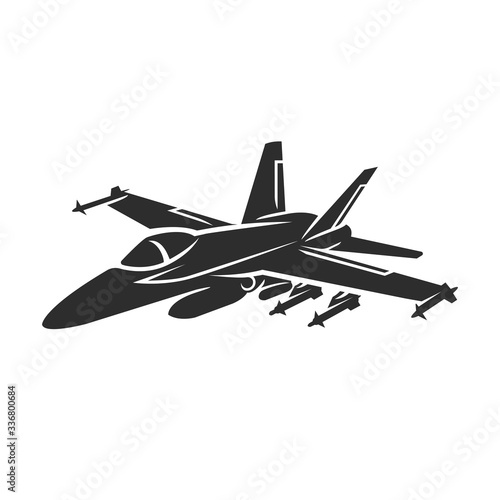 Jet fighter vector illustration. Military aircraft. Carrier-based aircraft.