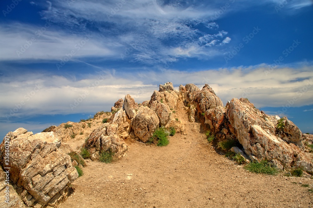 Fototapeta premium Rocks on the Khoboy Cape - Olkhon Island in Lake Baikal in eastern Siberia - Russia