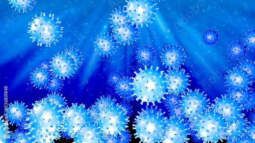 An illustration 3D of virus during an epidemic on blue background