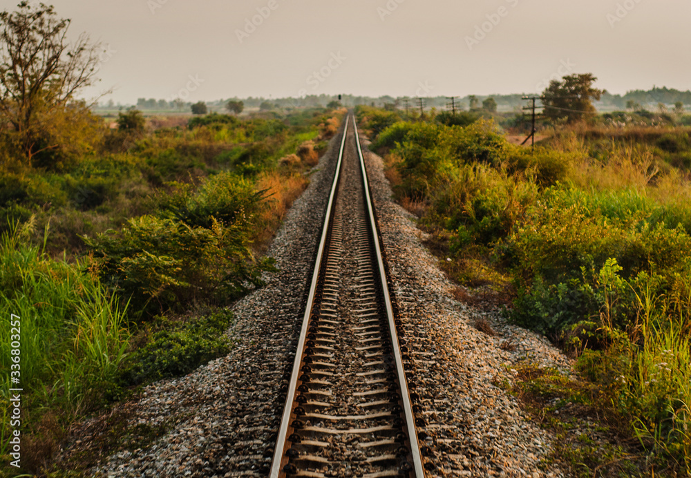 railway in the countryside, Thailand, Southeast Asia railway in the countryside, Thailand, Southeast Asia