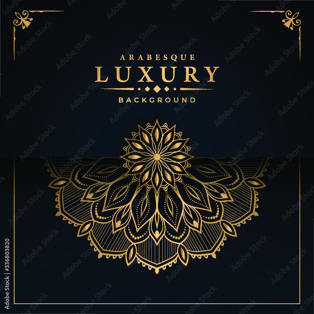 Luxury mandala background with golden arabesque pattern arabic islamic east style for Wedding card, book cover.
Luxury mandala background with golden arabesque pattern arabic islamic east style for Wedding card, book cover.