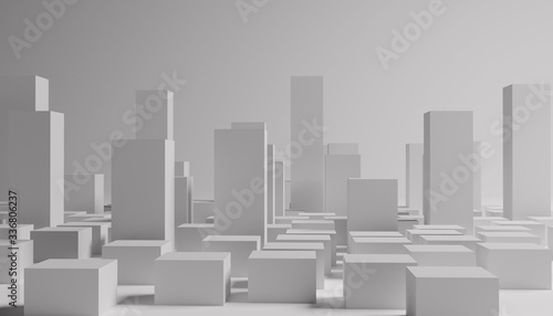 abstract 3d render of rectangles and cubes against white background. modern futuristic design.