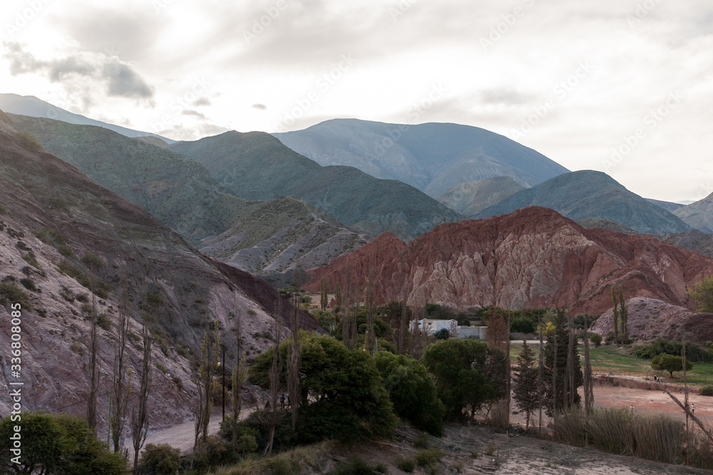 colorful mountains and town purmamarca northern argentina 