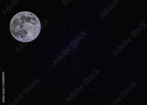 Bright full moon with stars in the background