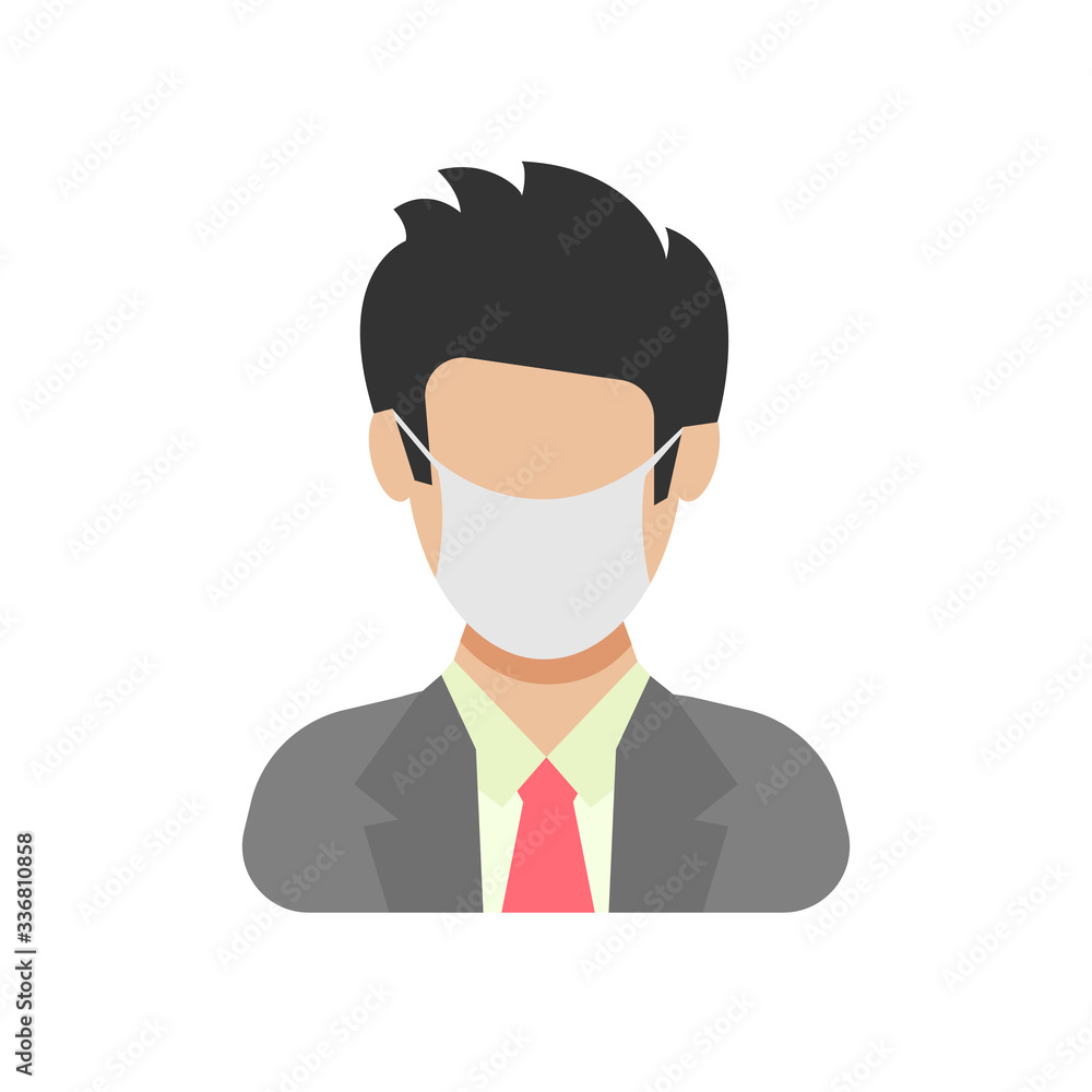 People in flat style with medical mask