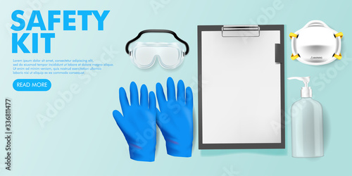 medical safety kit for virus corona covid editable background template