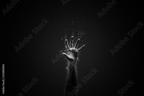 a hand surrounding with coronavirus, idea, conceptual images.	